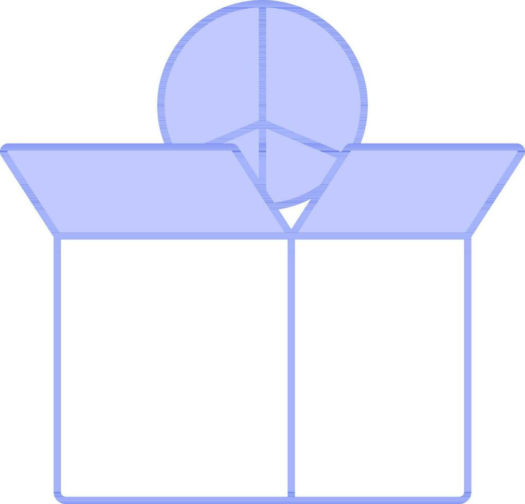 Open Box With Peace Symbol Icon In Blue And White Color. vector