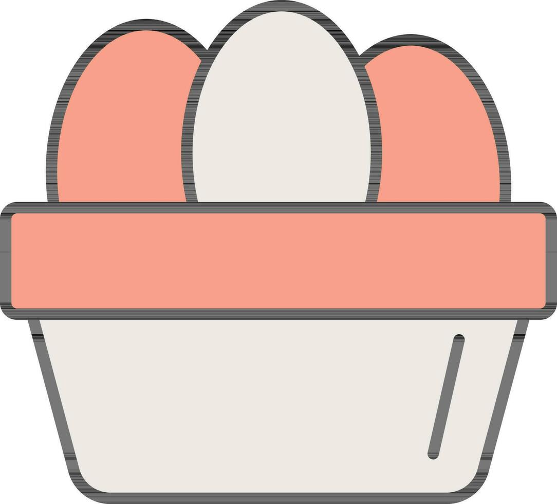 melocotón y blanco huevo embalaje caja icono o símbolo. vector