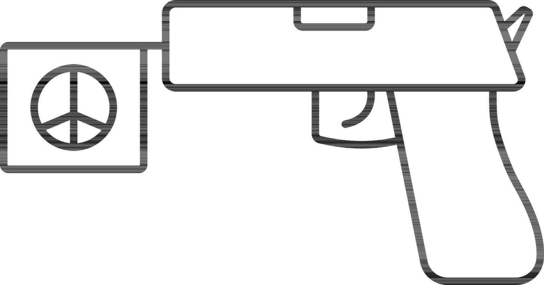Gun With Peace Flag Icon In Black Line Art. vector