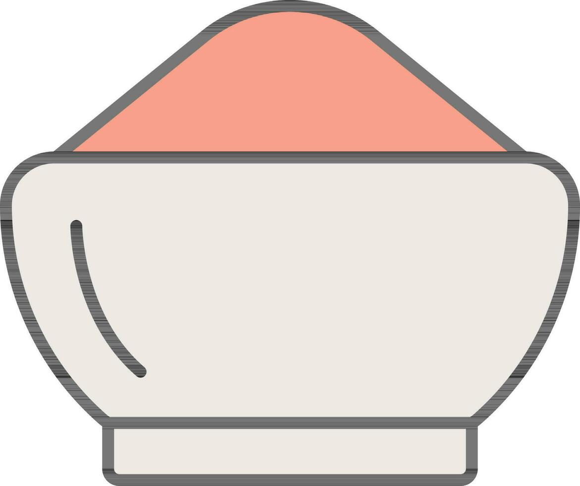 Food Bowl Icon In Peach And White Color. vector