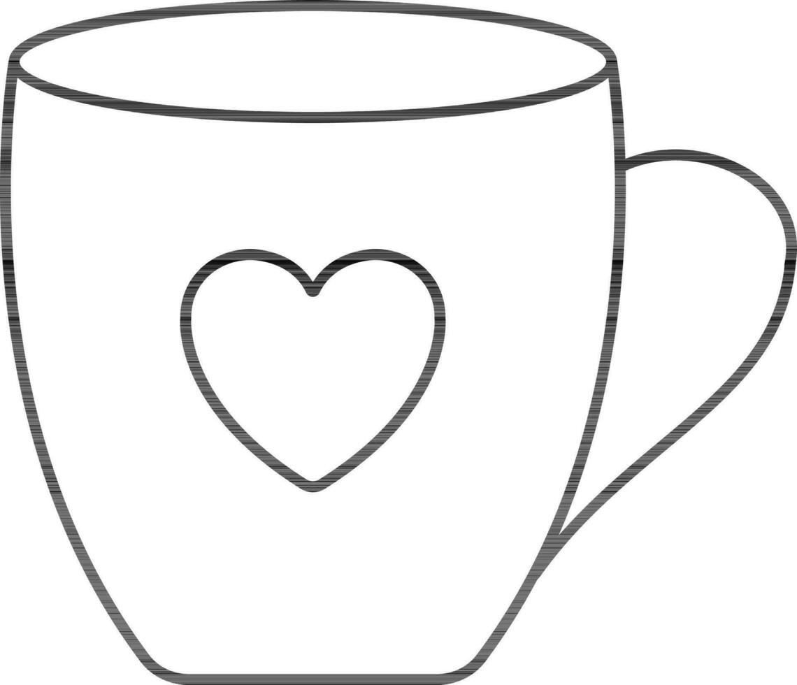 Heart Symbol Over Cup Line Art Icon. vector