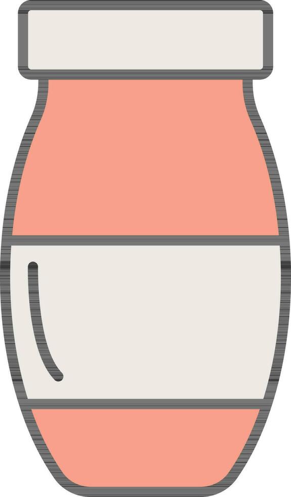 White And Peach Jar Icon In Flat Style. vector