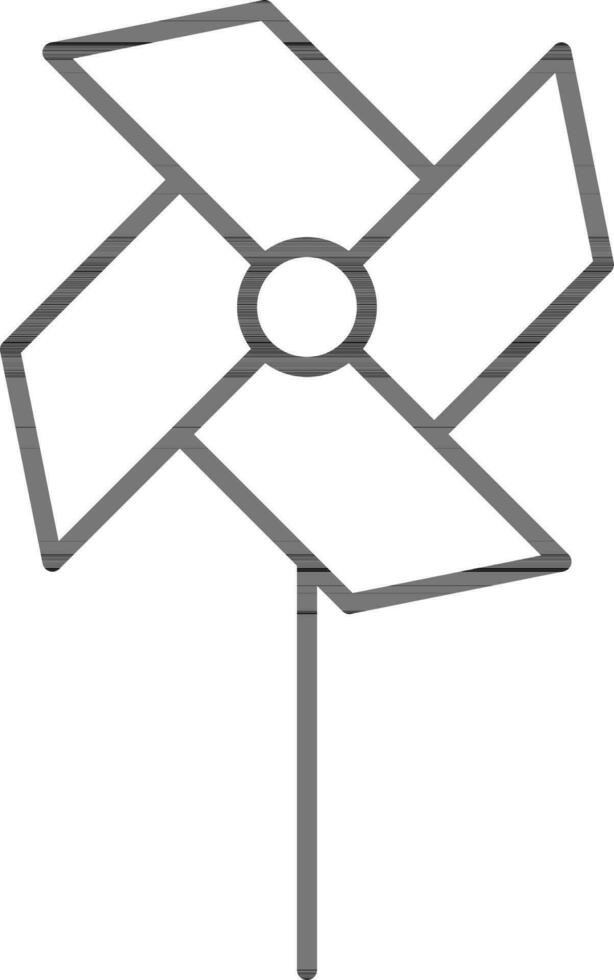 Origami Pinwheel Icon In Black Line Art. vector