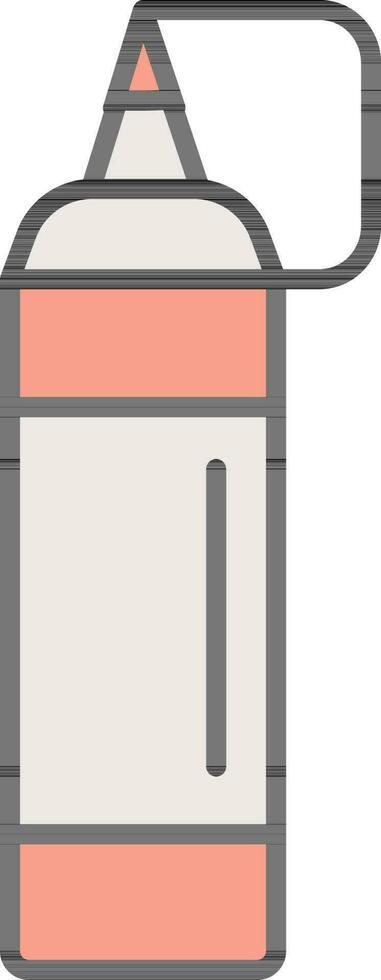 Peach And White Squeeze Bottle Icon In Flat Style. vector