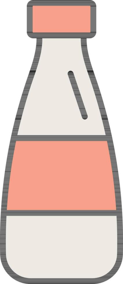 Flat Style Bottle Icon In Peach And White Color. vector