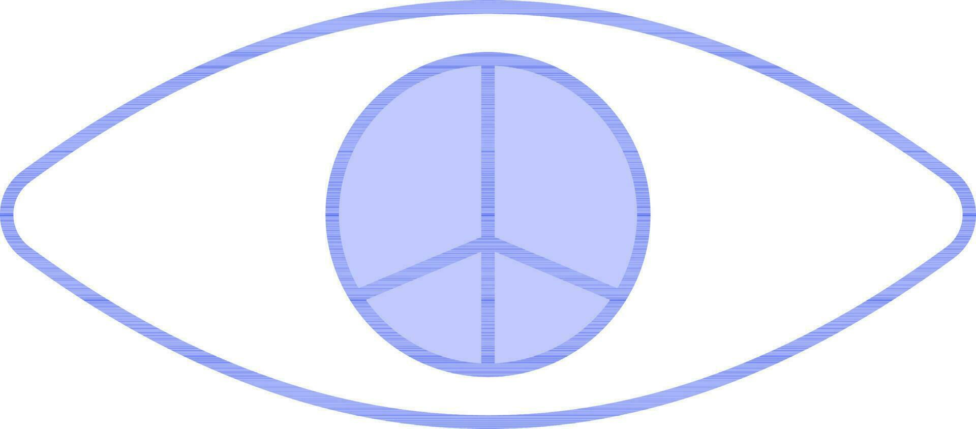 Blue And White Color Peace Symbol In Eye Icon. vector