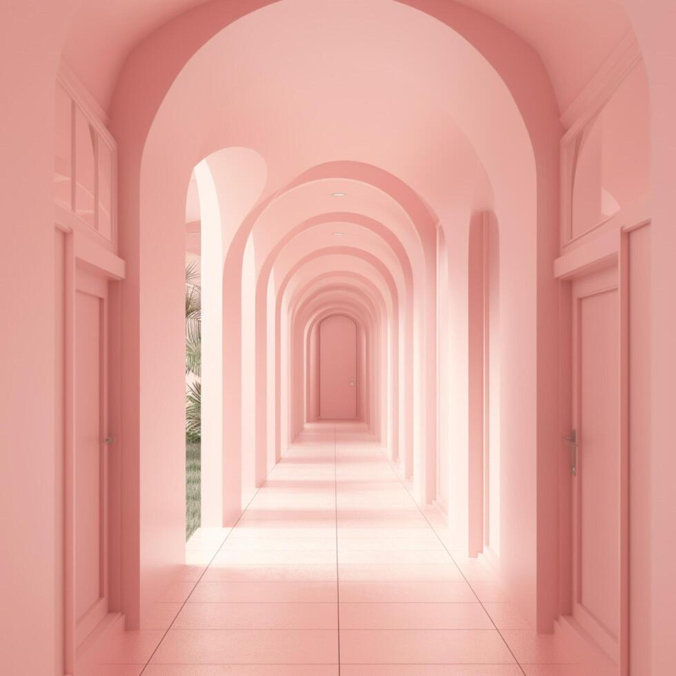 Sweet pastel pink corridor background photo