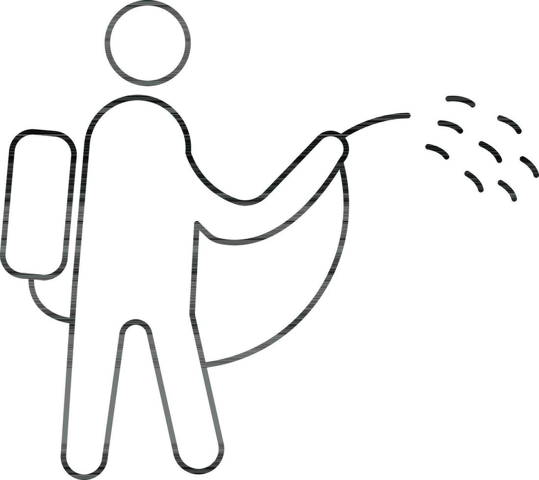 Mite disinfectant Man Icon In Black Outline. vector