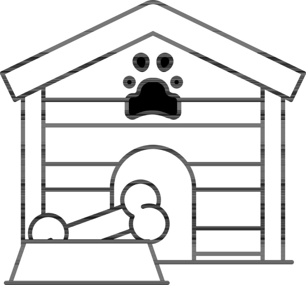 Pet House Icon In Black Line Art. vector