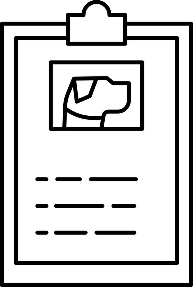 Animal Adopt Paper Or Clipboard Icon in Black Outline. vector