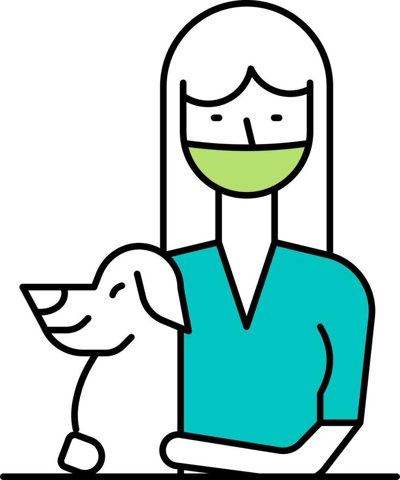 Woman Wear Mask With Dog Icon In Flat Style. vector