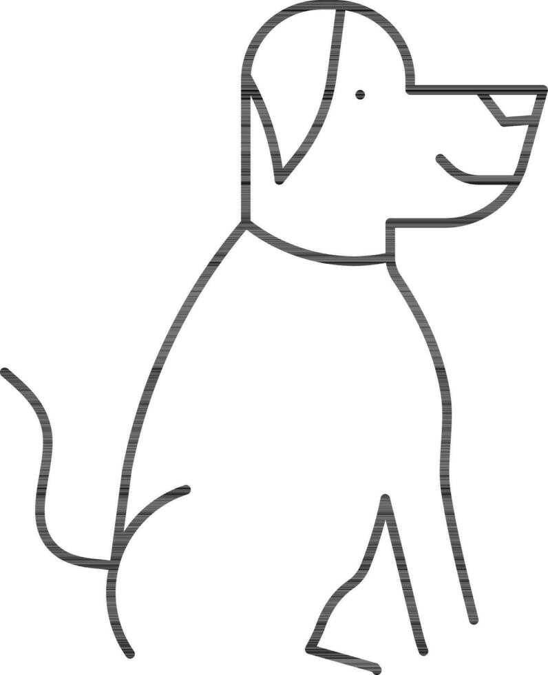 Black Line Art Dog Icon In Flat Style. vector