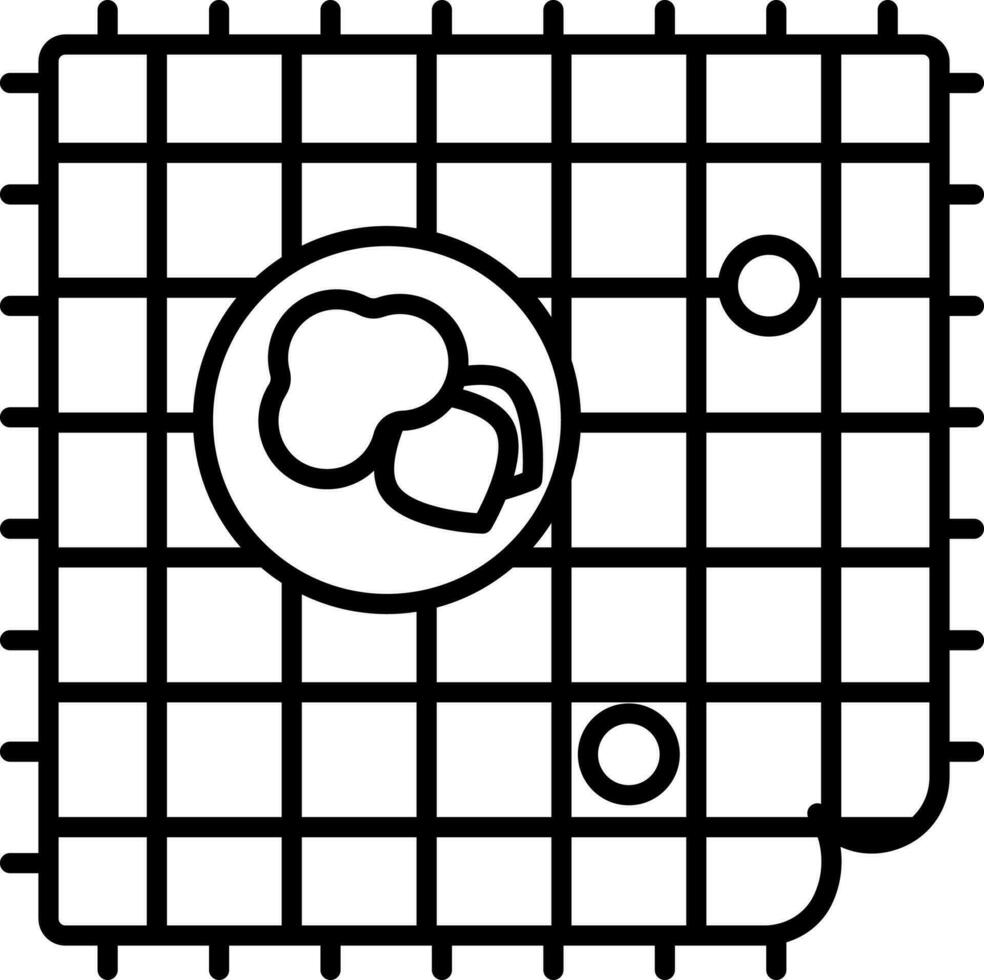 Picnic Mat Icon In Black Line Art. vector