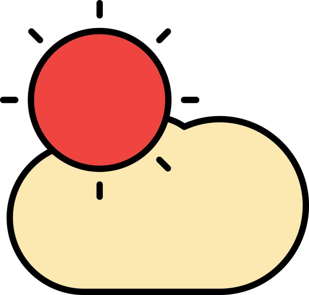 Cloud With Sun Icon In Red And Yellow Color. vector