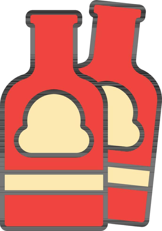 Alcohol Bottle Icon In Red And Yellow Color. vector