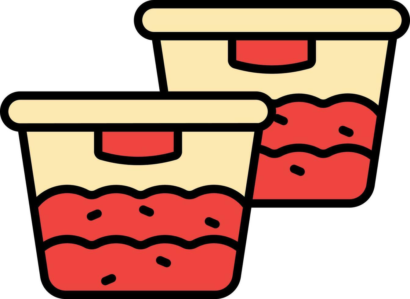 Two Ice Box Icon In Red And Yellow Color. vector