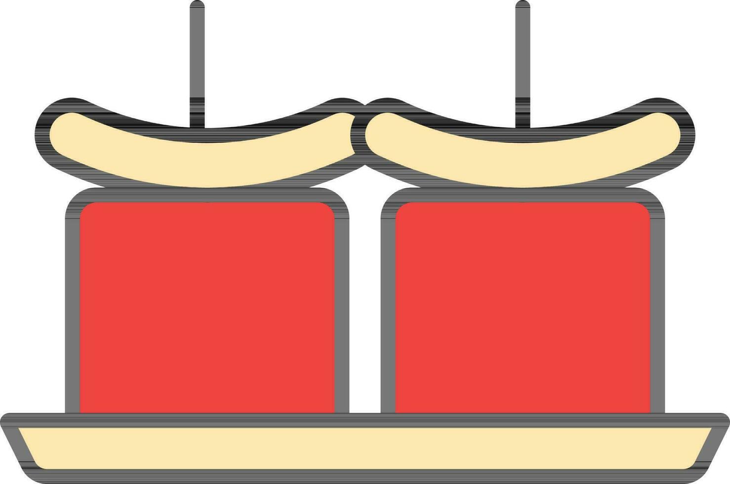 Paneer Tikka Icon In Red And Yellow Color. vector
