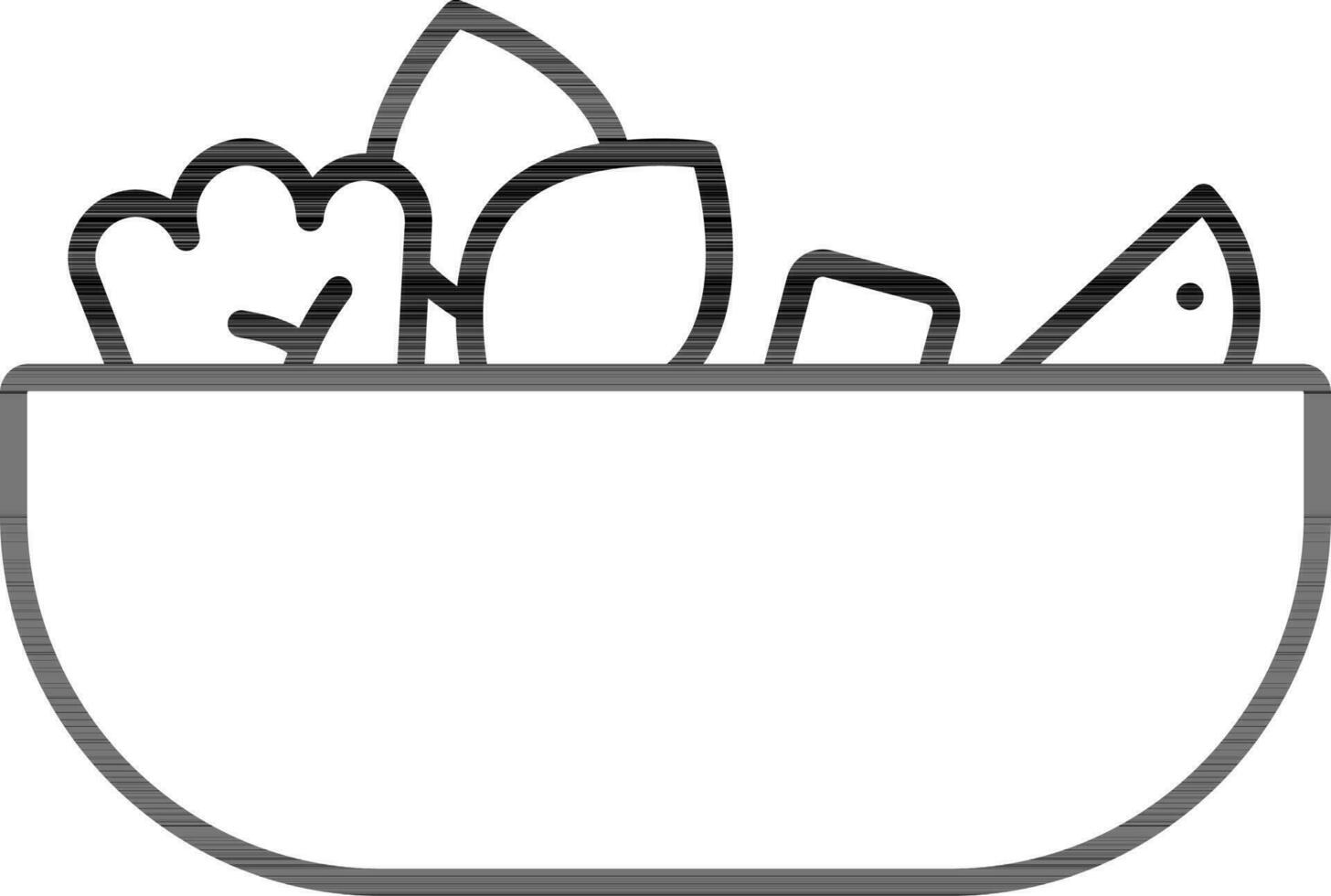 Salad Bowl Icon In Black Outline. vector