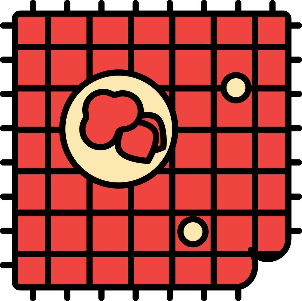 Picnic Mat Icon In Red And Yellow Color. vector