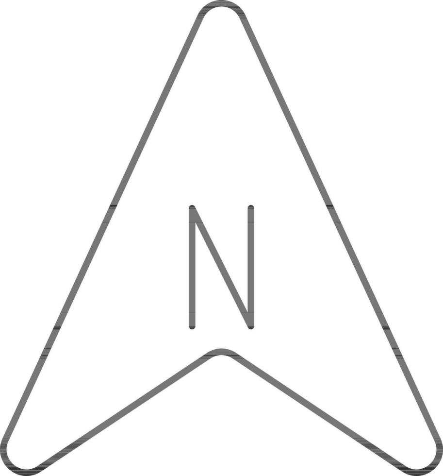 North Location Arrow Icon In Black Line Art. vector