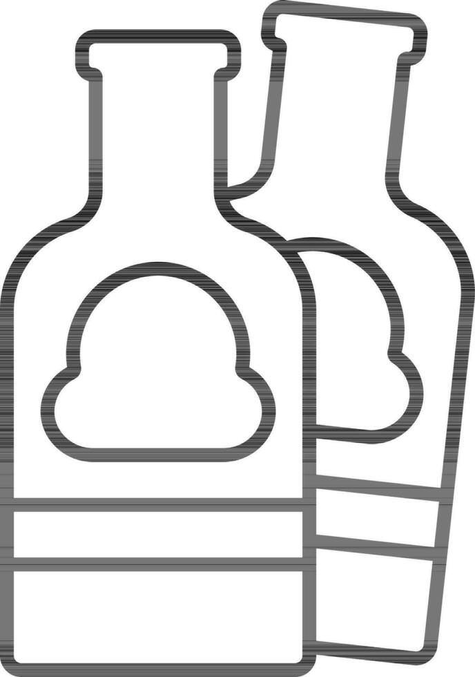 Alcohol Bottle Icon In Black Line Art. vector