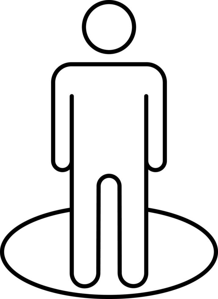 Illustration of Man Standing In Circle Icon In Black Stroke. vector