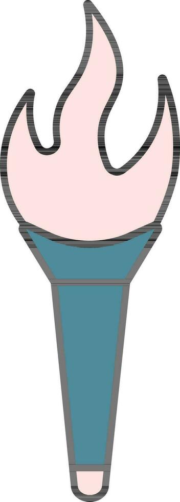 Flaming Torch Icon In Teal And Pink Color. vector