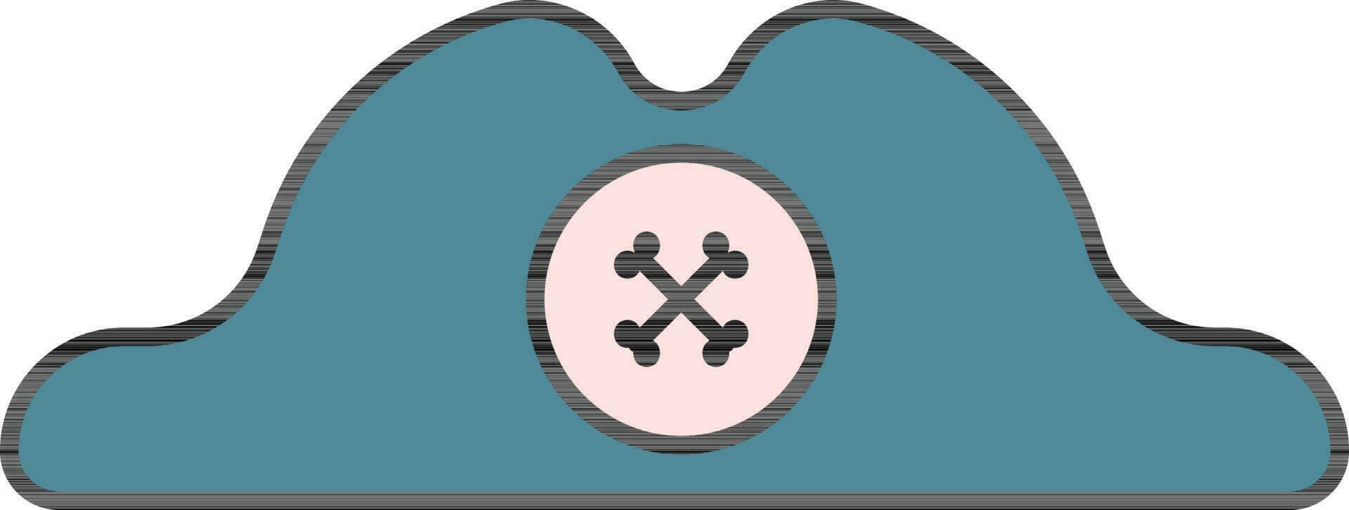 Crossbones Symbol On Cap Icon In Blue And Pink Color. vector