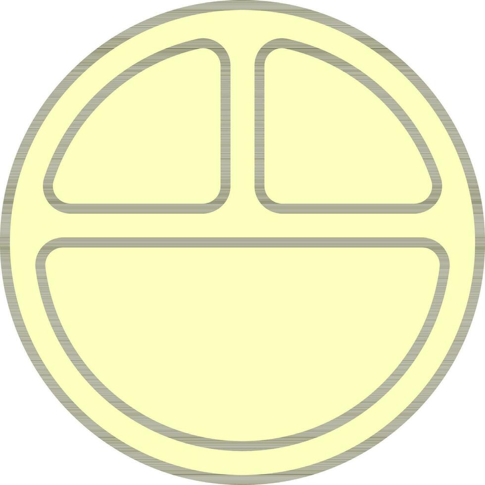 Three Divided Plate Icon In Yellow Color. vector