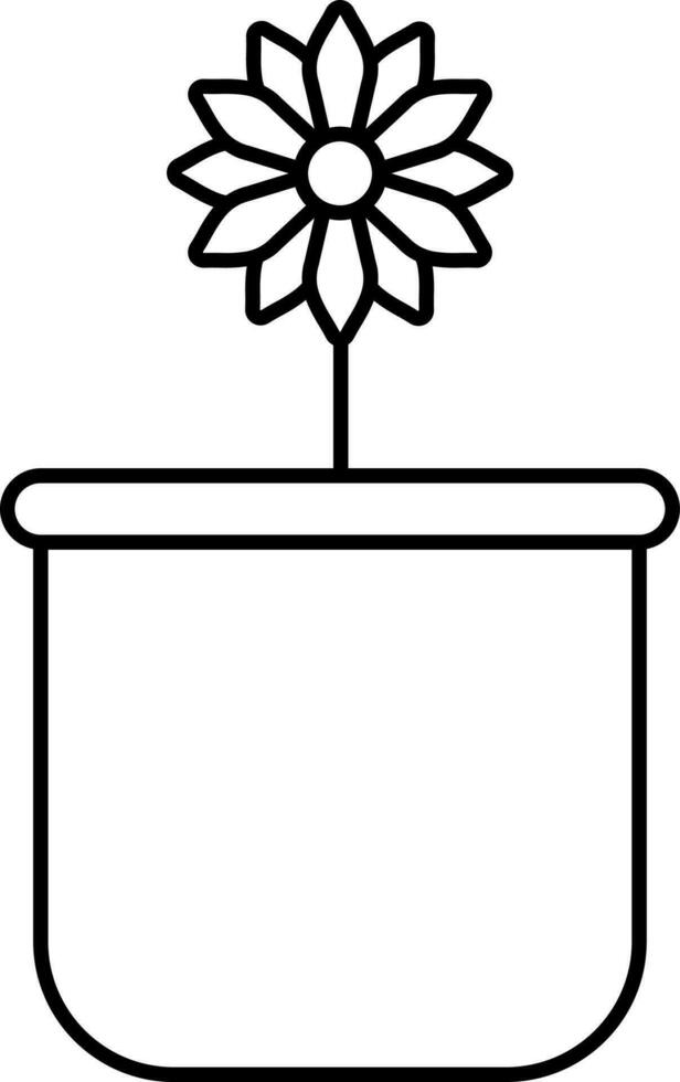 Linear Style Flower Pot Icon. vector