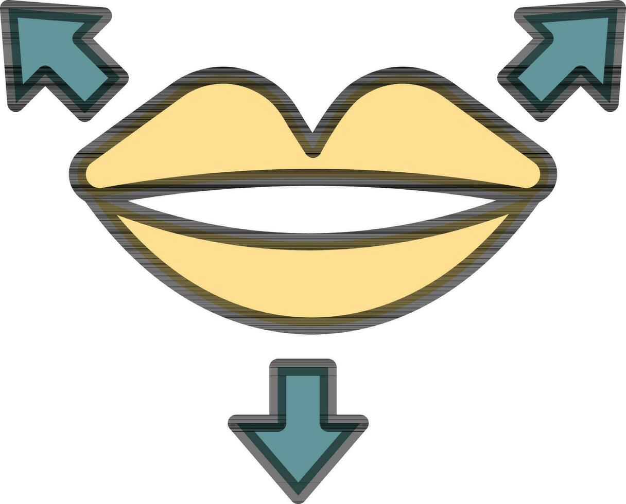 ilustración de labio levantamiento icono en verde y amarillo color. vector