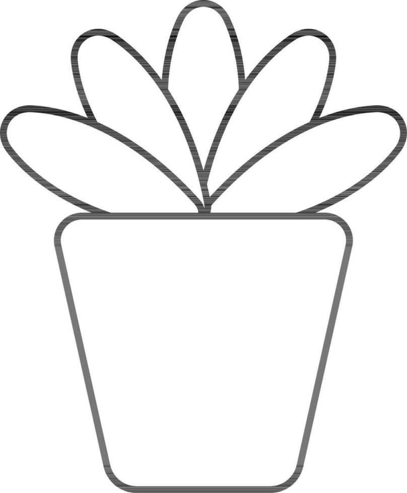 Plant Pot Icon In Black Outline. vector