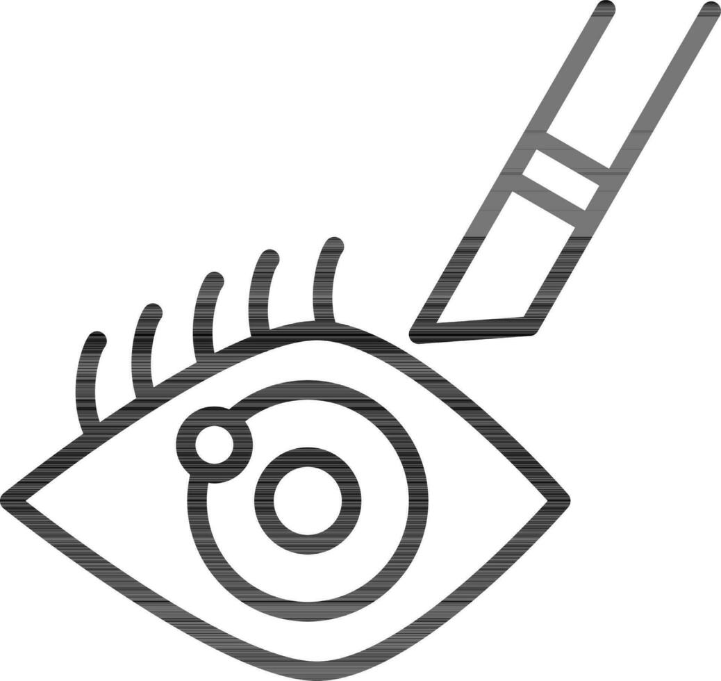 Linear Style Illustration Of Eye Incision Icon. vector