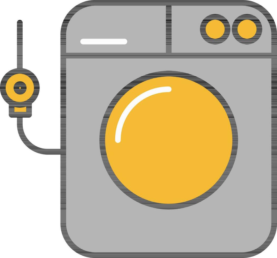 Washing Machine With Tester Icon In Gray And Orange Color. vector