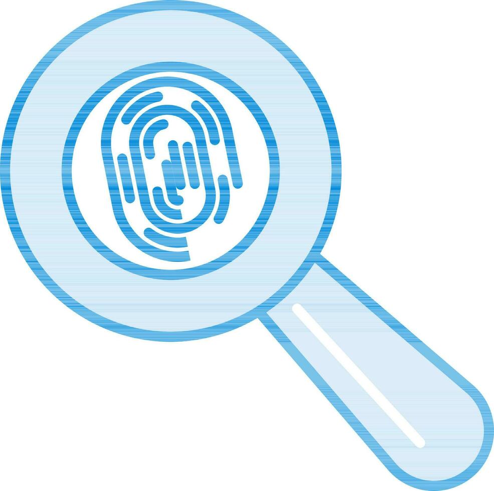 Search Fingerprint Icon In Blue And White Color. vector