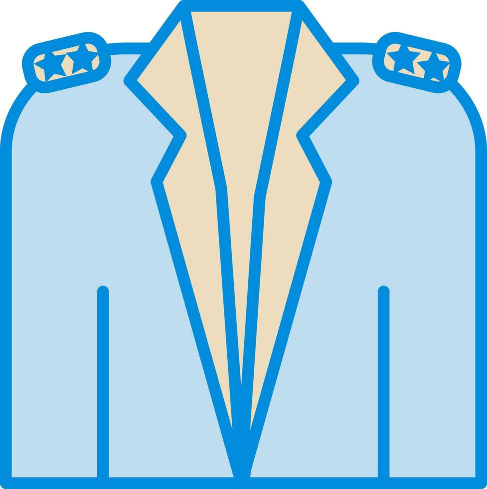 Officer Uniform Icon In Blue And Yellow Color. vector
