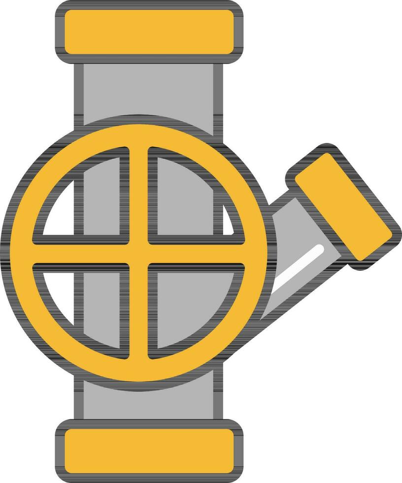 Y Shape Valve Pipe Icon In Gray And Orange Color. vector