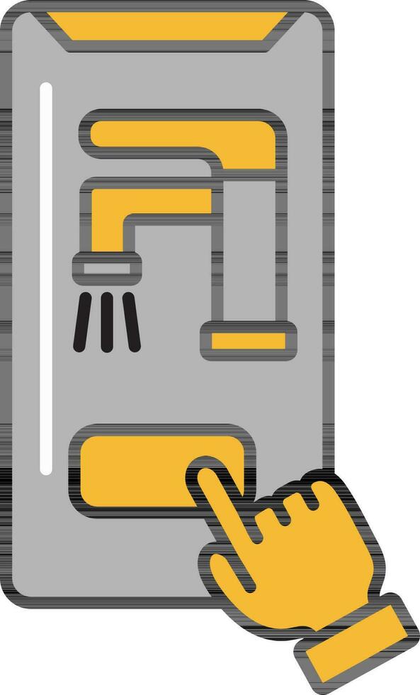 Online Customer Check Plumbing Services In Smartphone Screen Grey And Orange Icon. vector