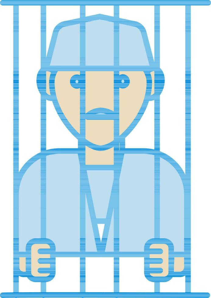 Criminal in Jail Blue And Yellow Icon. vector