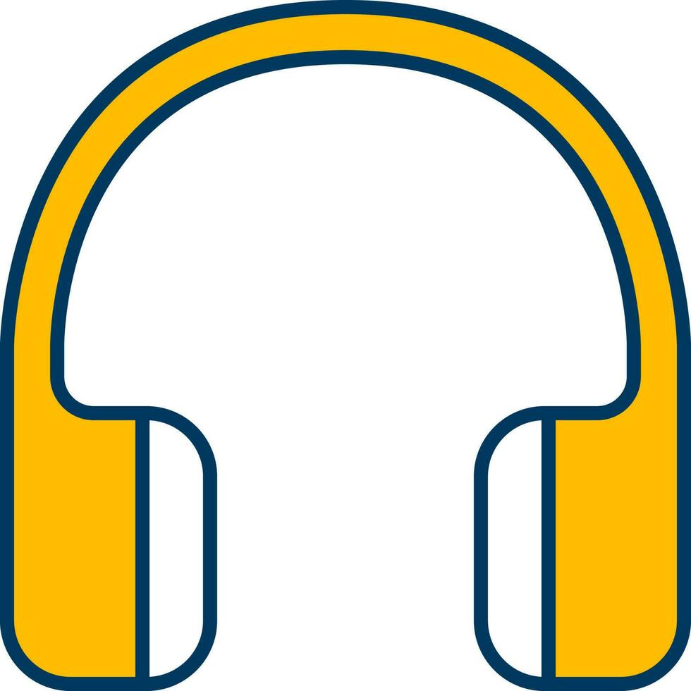 Yellow Headphone Icon In Flat Style. vector