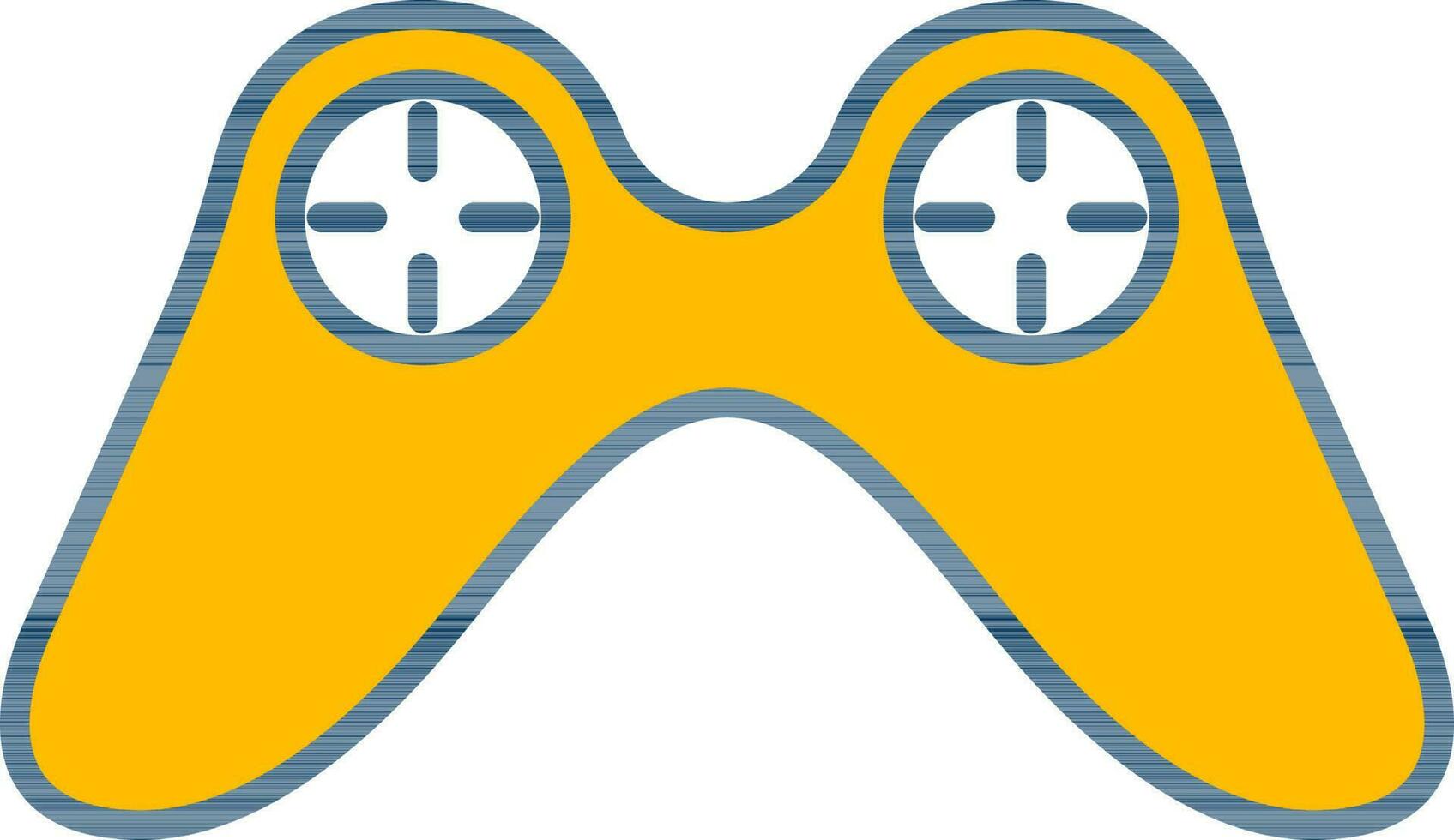 Wireless Game Controller Icon In Yellow And White Color. vector