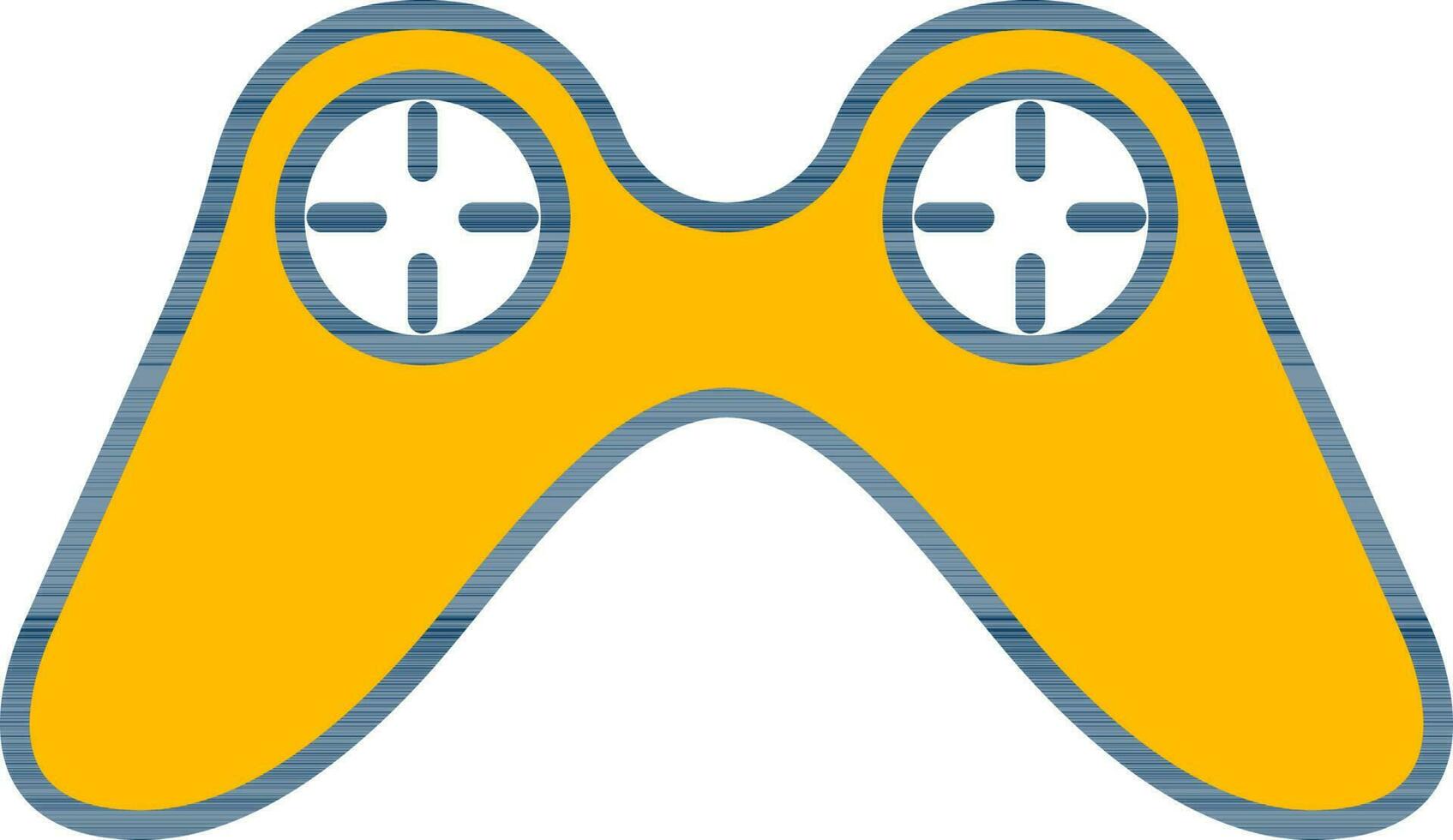 Wireless Game Controller Icon In Yellow And White Color. vector