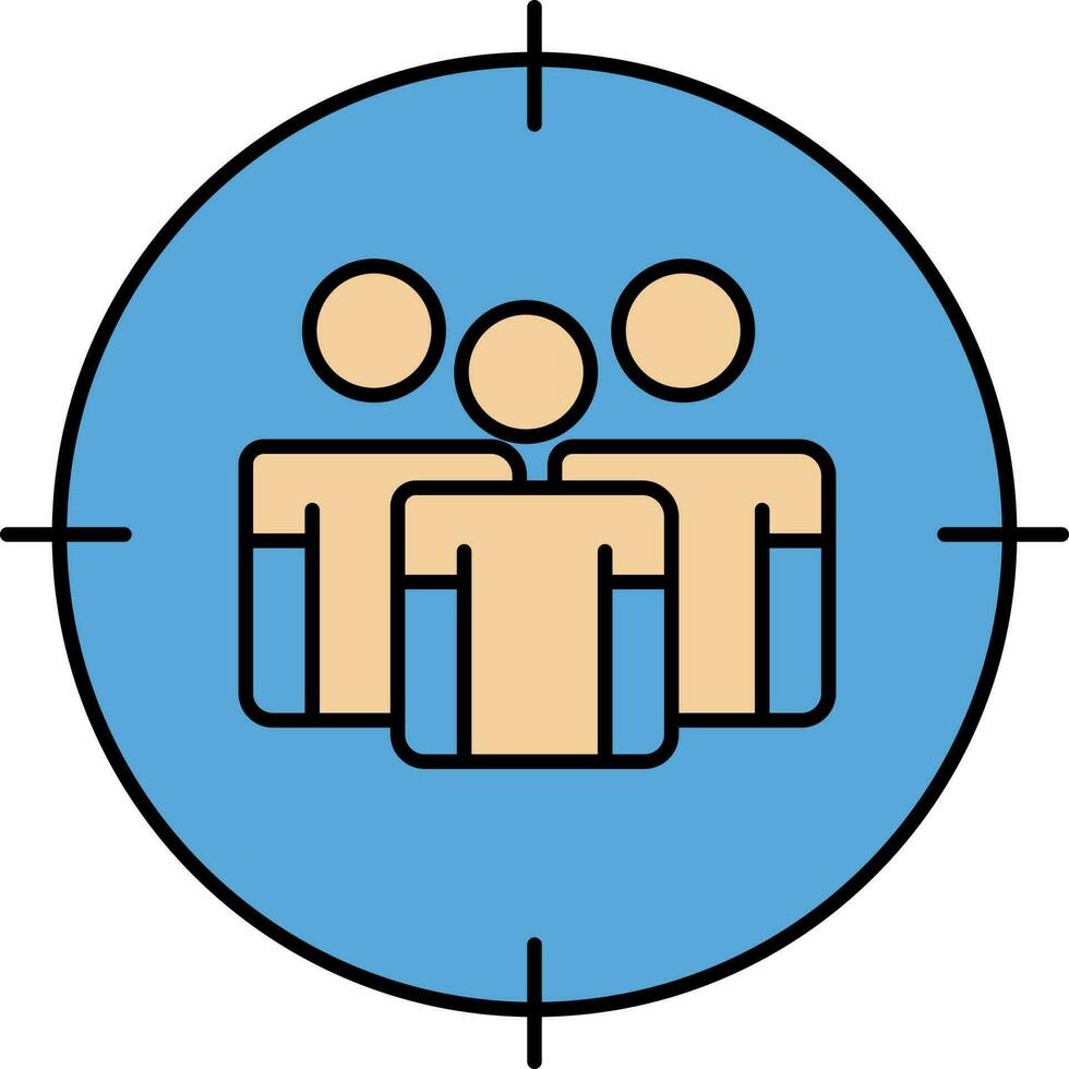 People Focus Icon In Brown And Blue Color. vector