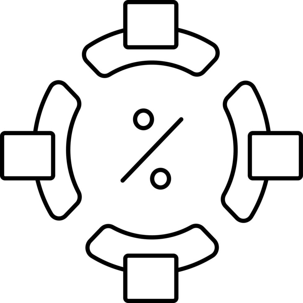 Percentage Chart Or Result Icon In Line Art. vector