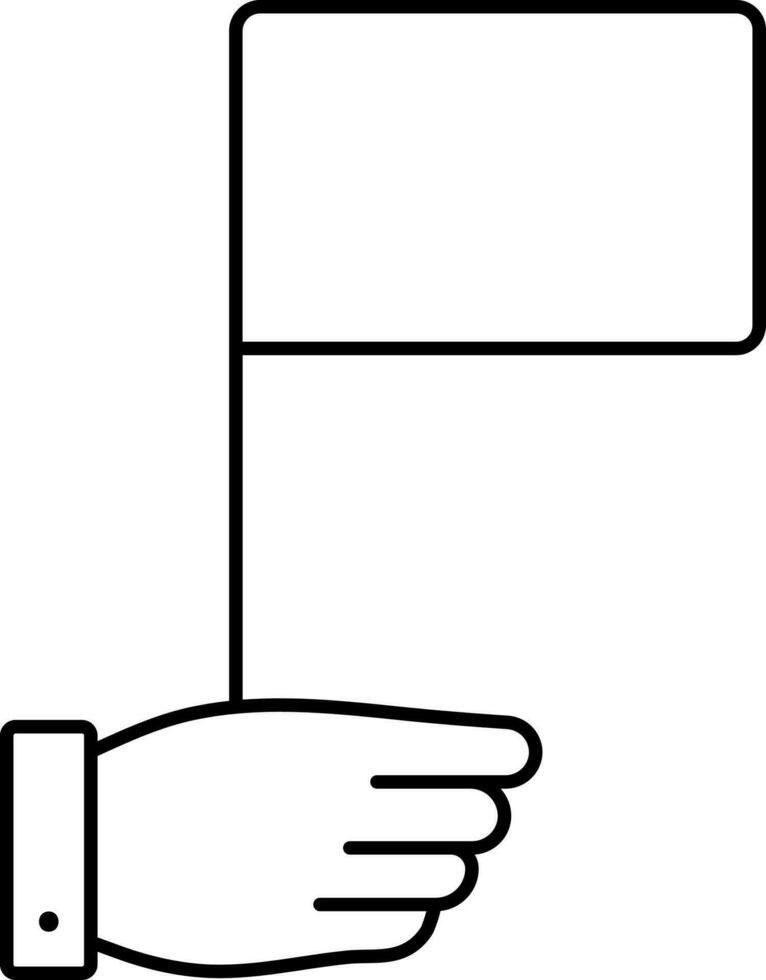 Hand Holding Flag Icon In Black Line Art. vector