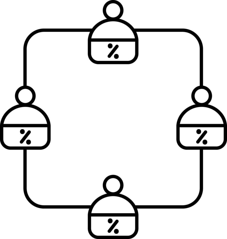 People Percentage Chart Or Result Icon In Line Art. vector