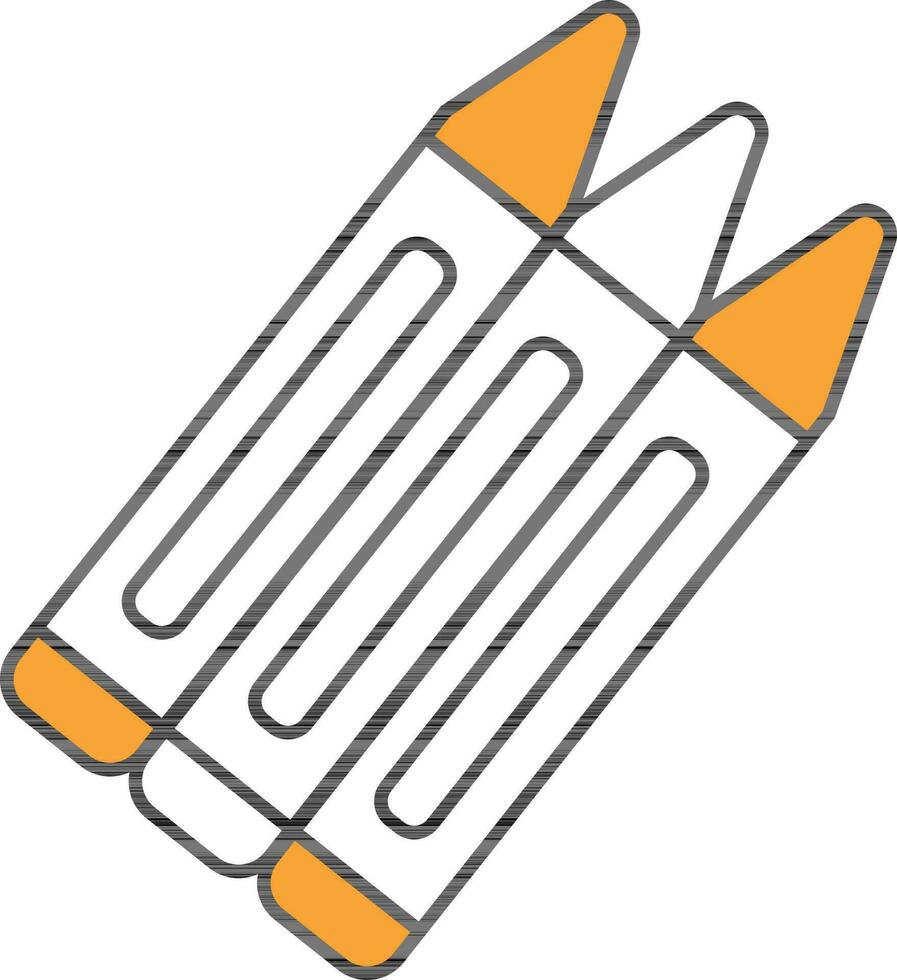 Orange And White Color Crayons Icon. vector