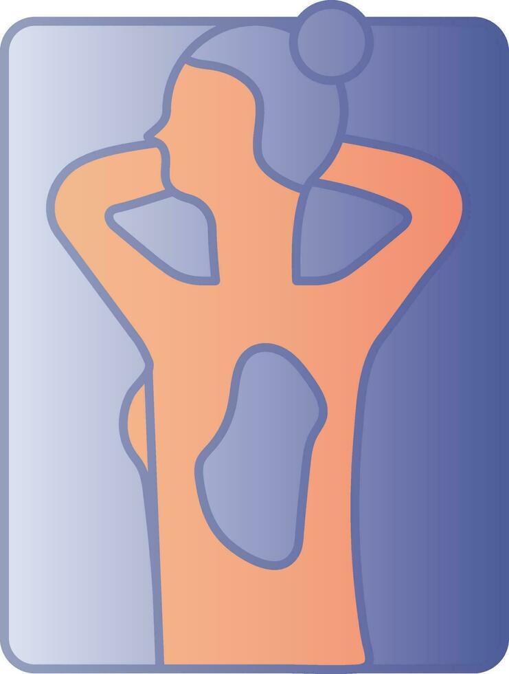 Female Back Massage Icon In Blue And Orange Color. vector