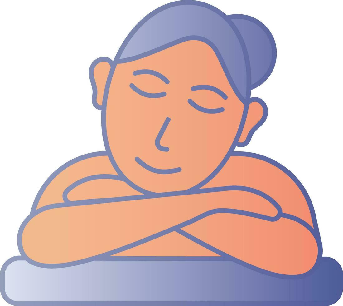 Blue And Orange Female Relaxing Icon. vector
