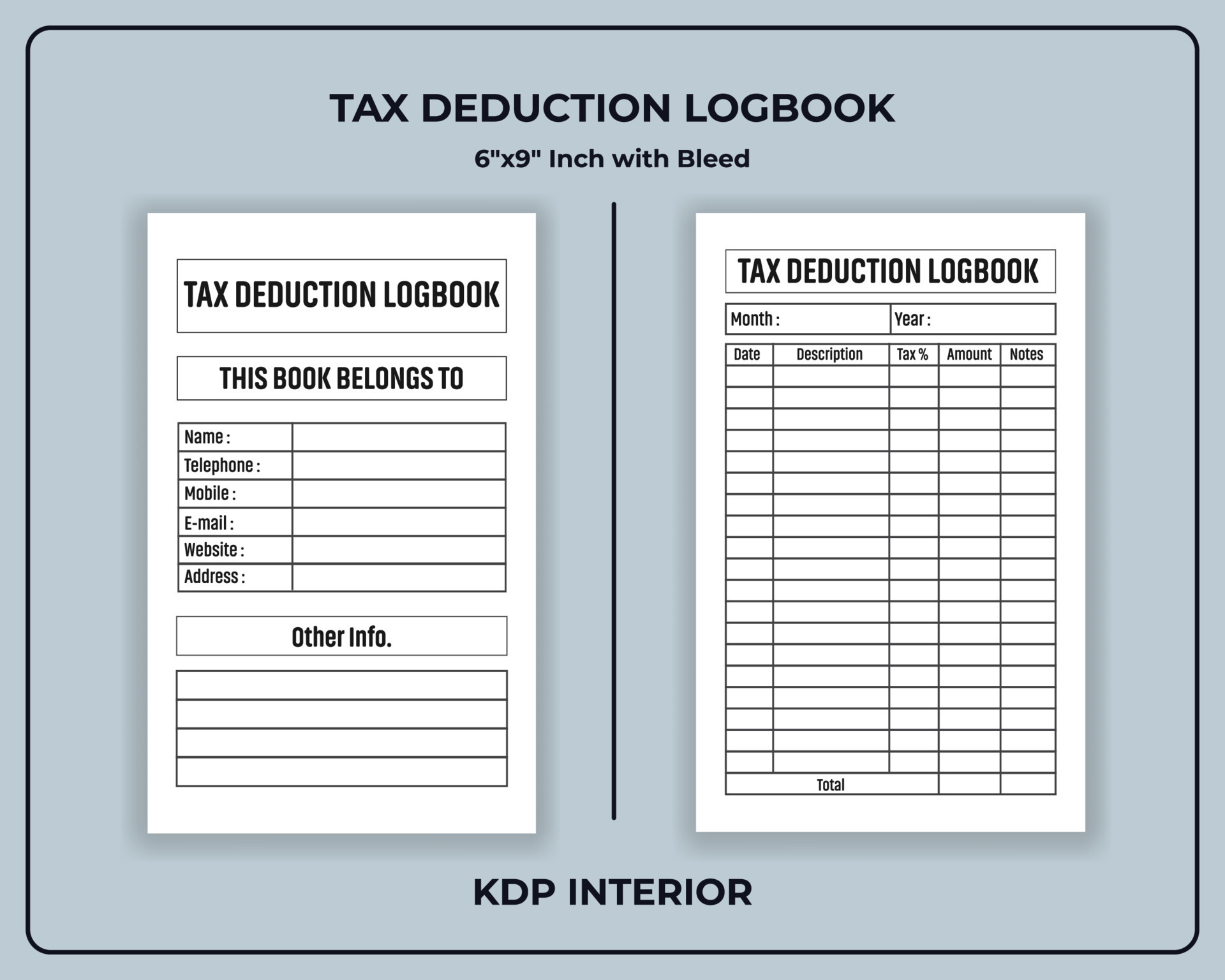 Tax Deduction Logbook KDP Interior 24466013 Vector Art at Vecteezy